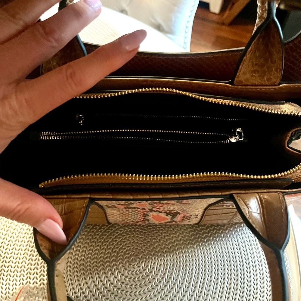 Alinari Firenze Leather Purse Bag Satchel Top Handle Snakeskin Cognac Pi… - Picture 3 of 3